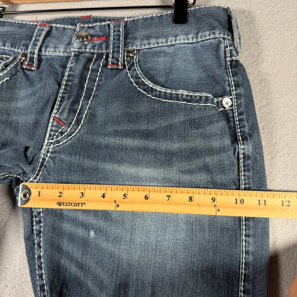 True Religion Section Slim Jeans Mens 32x31 Blue Contrast Thick Stitch 100675